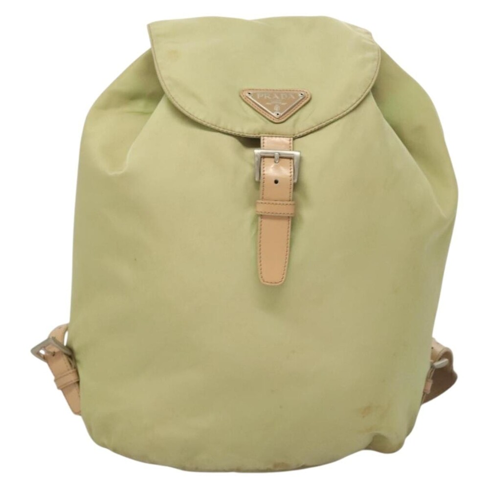 Prada Nylon Beige Silver Backpack Green